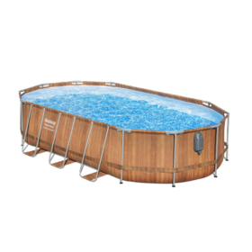 Bestway 6.1m x 3.66m x 1.22m Power Steel Comfort Jet Series Oval Pool Set with 2500gal Cartridge Filter – 56720