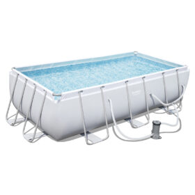 Bestway 4.04m x 2.01m x 1m Power Steel Frame Pool with 530gal Cartridge Filter Pump – 56426 + FREE SOLAR POOL COVER NO.2