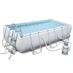 Bestway 4.04m x 2.01m x 1m Power Steel Frame Pool with 800gal Sand Filter Pump – 56660