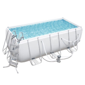 Bestway 4.12 x 2.01 x 1.22m Power Steel Frame Pool with 530gal Cartridge Filter Pump – 56458 + FREE SOLAR POOL COVER NO.2