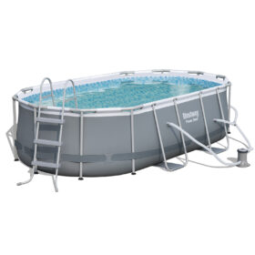 Bestway 4.27m x 2.50m x 1.00m Power Steel Oval Pool Set with 530gal Cartridge Filter – 56622