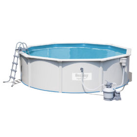 Bestway 4.6m x 1.2m Hydrium Round Steel Wall Pool with 1000gal Sand Filter Pump – 56385