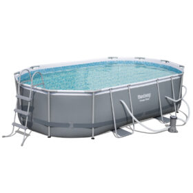 Bestway 4.88m x 3.05m x 1.07m Power Steel Oval Pool Set with 800gal Cartridge Filter – 56450