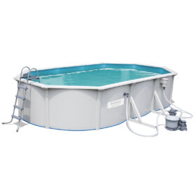 Bestway 6.1m x 3.6m x 1.2m Hydrium Oval Steel Wall Pool with 1000gal Sand Filter Pump – 56370