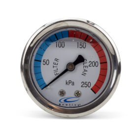 Pressure Gauge For Pool Filters – Oil Filled – Stainless Steel – Back Mount